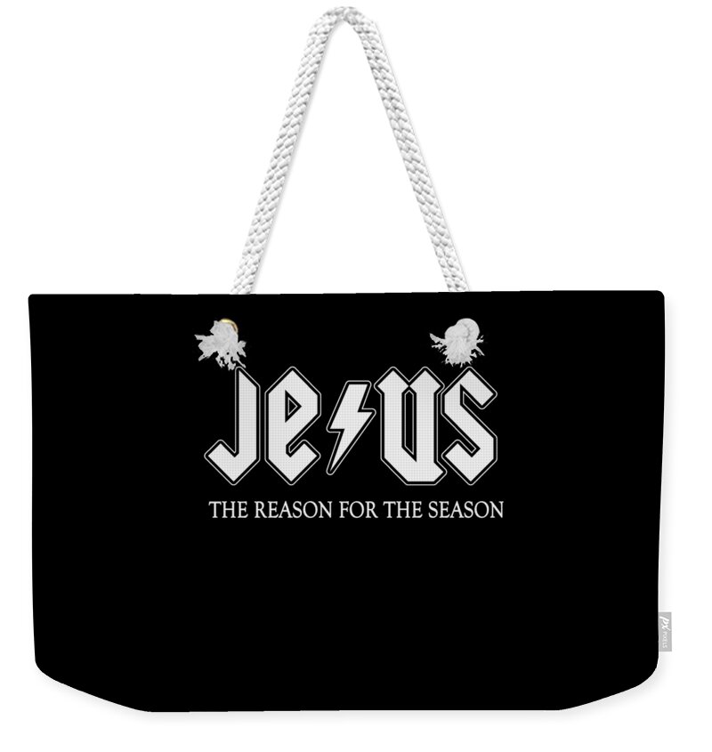 Christmas Weekender Tote Bag featuring the digital art Jesus is the Reason For Season #1 by Flippin Sweet Gear