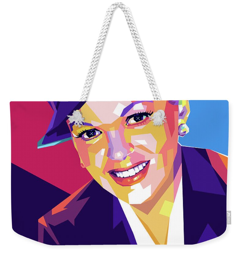Judy Weekender Tote Bag featuring the digital art Judy Garland by Stars on Art