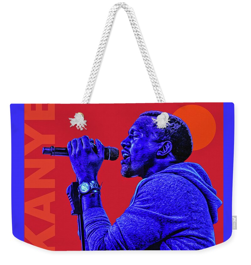 Kanye West Weekender Tote Bag featuring the mixed media Kanye West #2 by Mal Bray