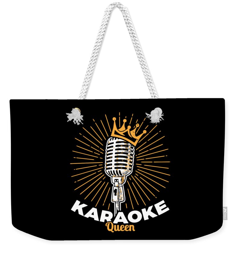Karaoke Gifts Weekender Tote Bag featuring the digital art Karaoke Queen design Gift for Singer Stars and Music Makers Karaoke Party Star Performers and Legends #2 by Martin Hicks