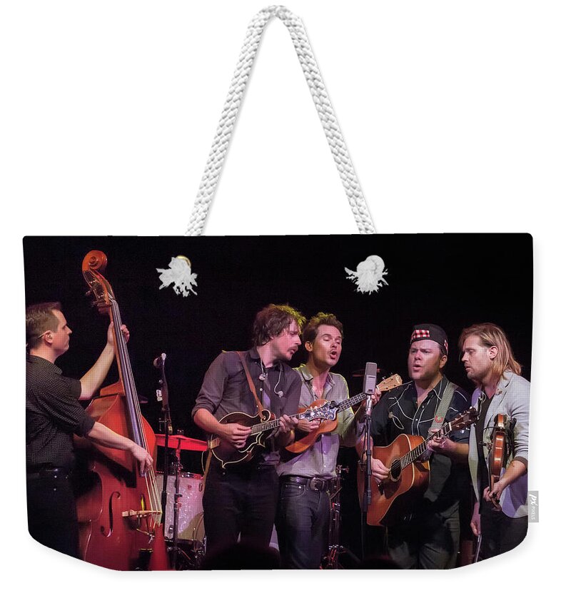 Ketch Secor Weekender Tote Bag featuring the photograph Ketch Secor, Chance Mccoy And Cory Younts by Micah Offman