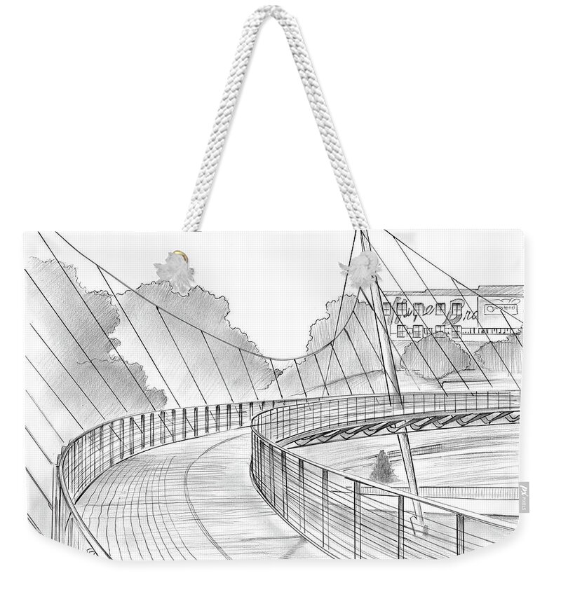Liberty Bridge Weekender Tote Bag featuring the drawing Liberty Bridge by Greg Joens