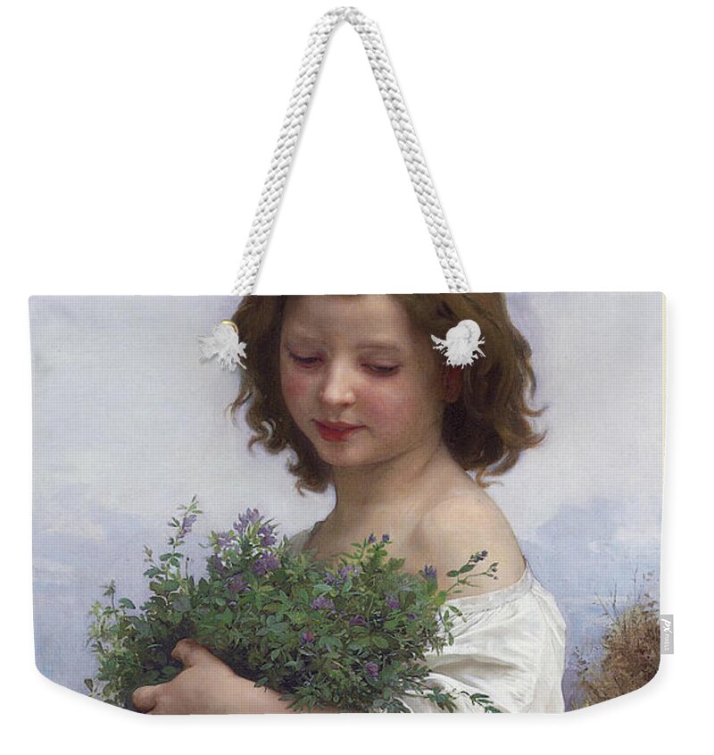 Little Esmeralda Weekender Tote Bag featuring the painting Little Esmeralda by Rolando Burbon