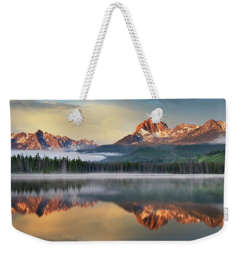 Scenics Weekender Tote Bag featuring the photograph Little Redfish Lake, Sawtooth Mountains by Alan Majchrowicz
