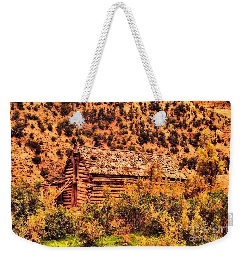 Barn Weekender Tote Bag featuring the photograph Log barn #1 by Jeff Swan