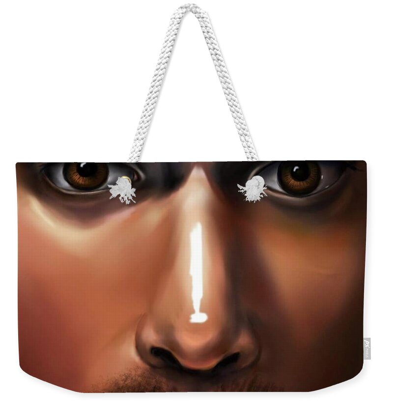 Lord Jesus Weekender Tote Bag featuring the digital art Lord Jesus #1 by Carmen Cordova