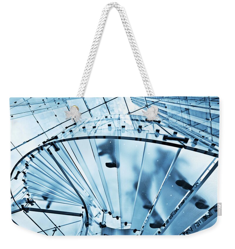 Steps Weekender Tote Bag featuring the photograph Modern Glass Staircase #1 by Nikada
