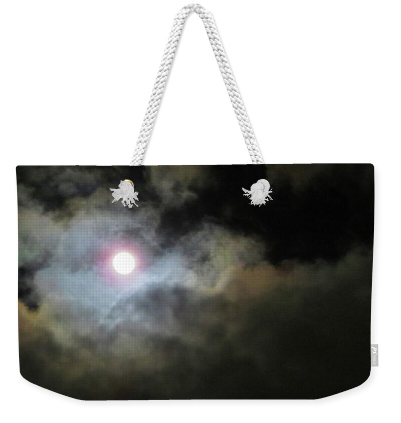 Moon Weekender Tote Bag featuring the photograph Moody Moon by Linda Stern