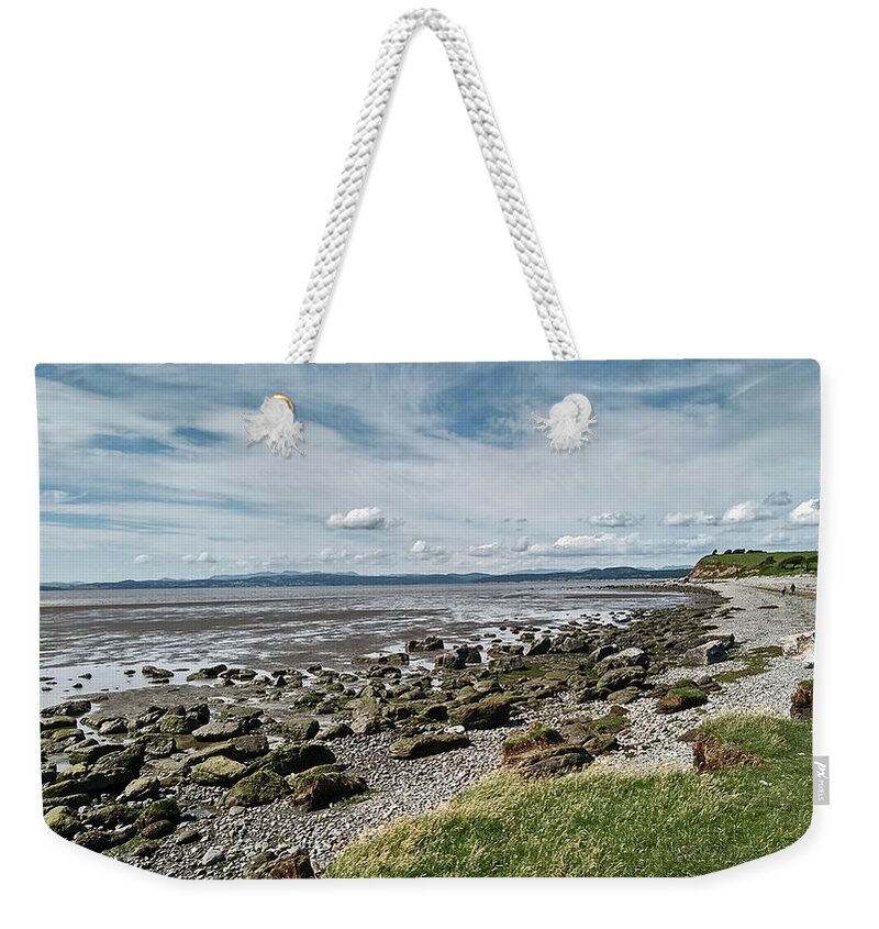 Morecambe Weekender Tote Bag featuring the photograph MORECAMBE. Hest Bank. The Shoreline. by Lachlan Main
