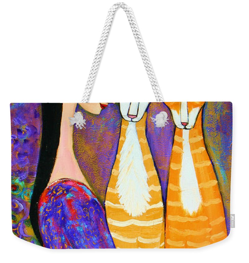Cats Weekender Tote Bag featuring the painting My two cats #1 by Lauren Marems