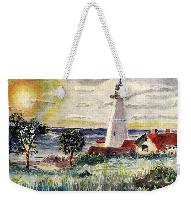 Landscape Weekender Tote Bag featuring the photograph New England Lighthouse #1 by Charles Ray