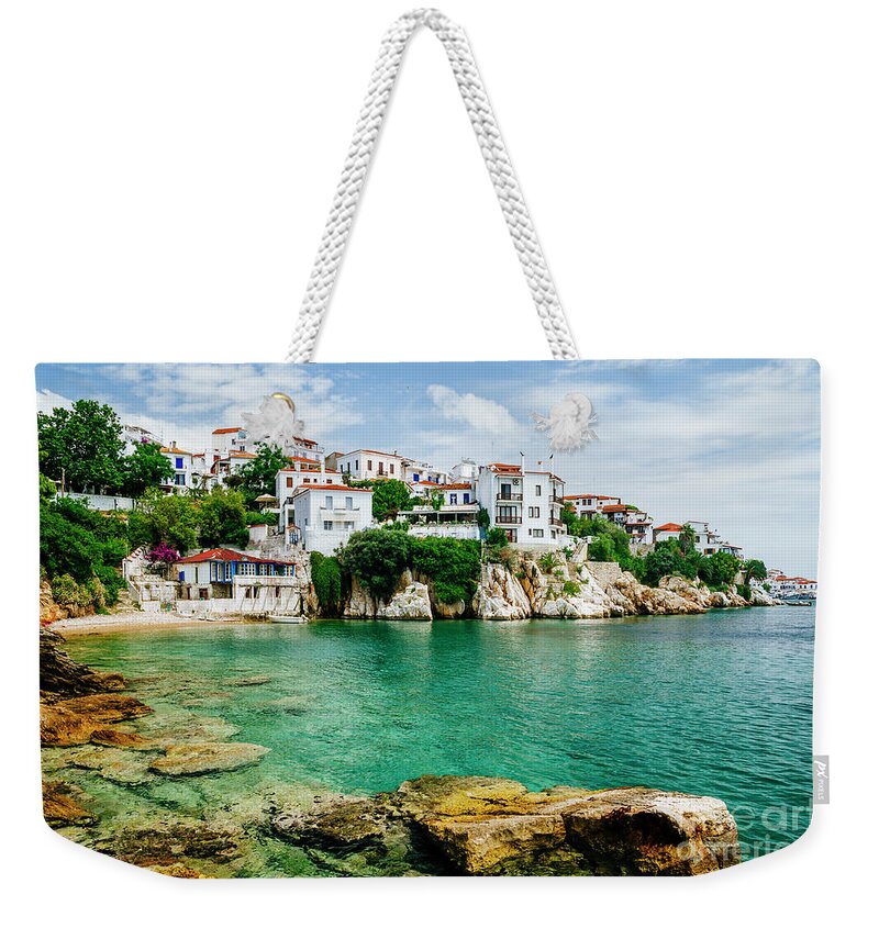 Skiathos Weekender Tote Bag featuring the photograph Old town view of Skiathos island, Sporades, Greece. #3 by Jelena Jovanovic