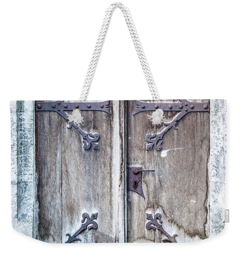 Arch Weekender Tote Bag featuring the photograph Old Wooden Door #1 by Foottoo