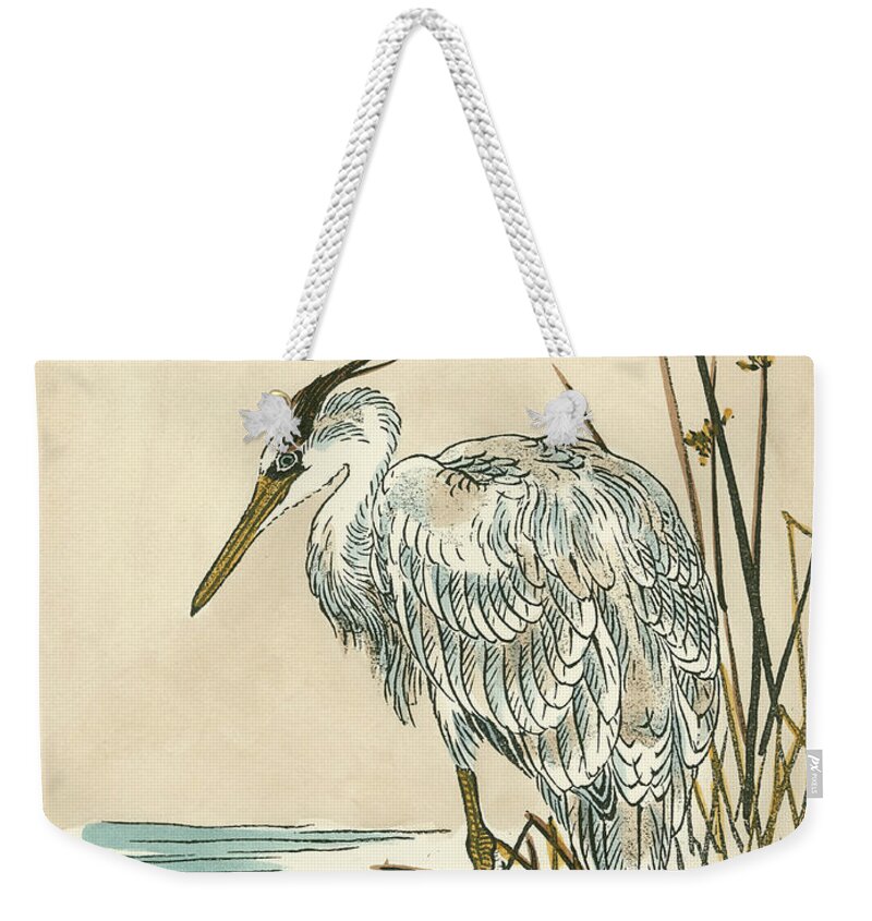 Animals Weekender Tote Bag featuring the painting Oriental Crane I by Vision Studio