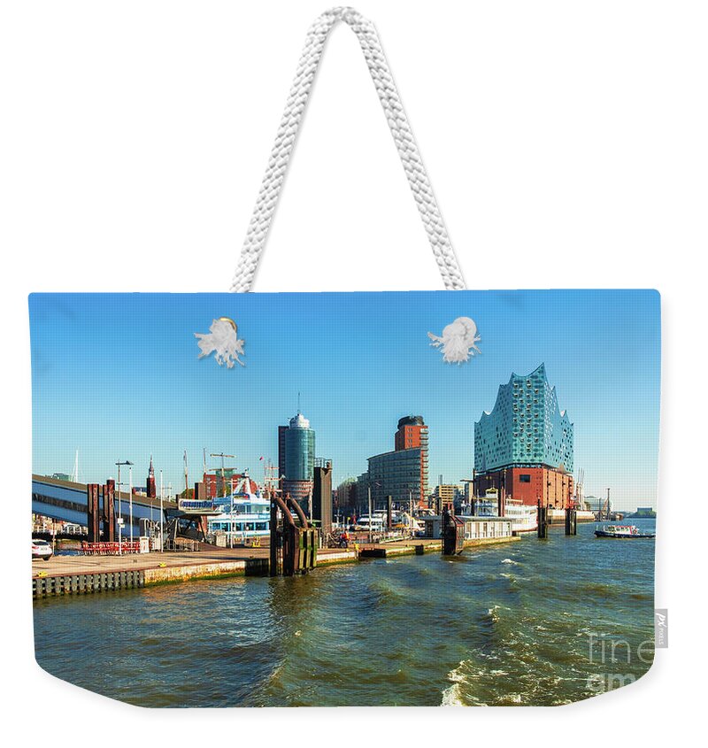 Dramatic Weekender Tote Bag featuring the photograph Panoramic view of Hamburg. #1 by Marina Usmanskaya
