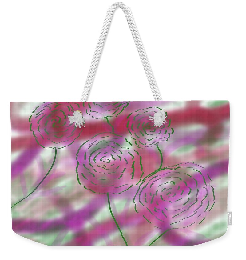 Flowers Weekender Tote Bag featuring the digital art Posies #1 by Jean Evans