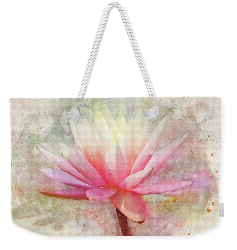 Water Lily Weekender Tote Bag featuring the photograph Pretty in Pastel #1 by Leda Robertson
