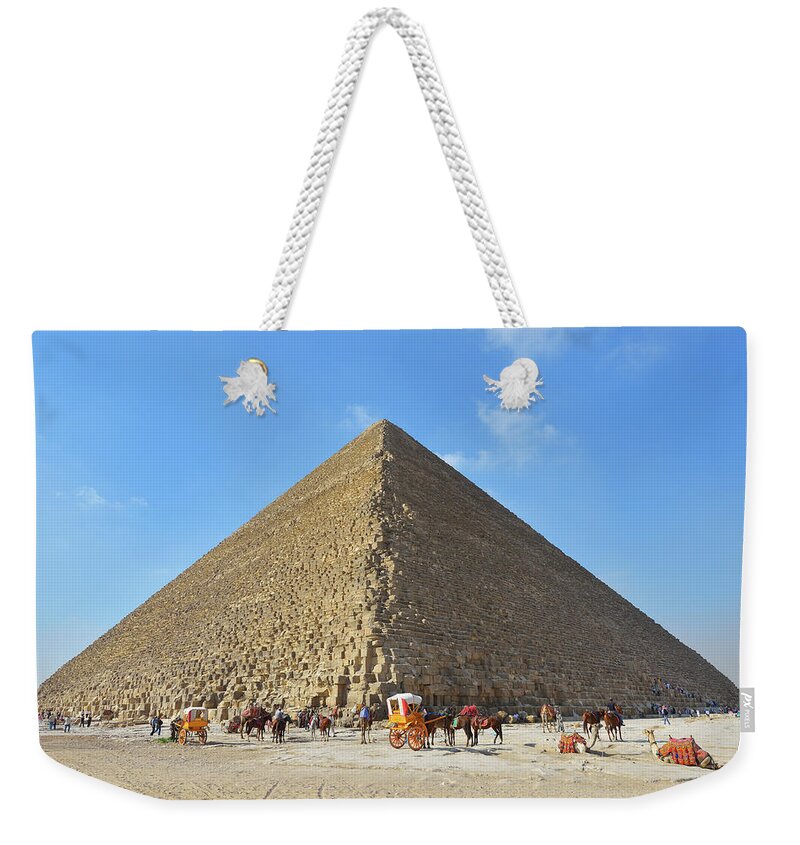 Working Animal Weekender Tote Bag featuring the photograph Pyramids Of Giza #1 by Raimund Linke