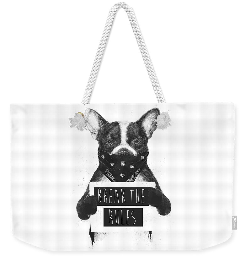 Dog Weekender Tote Bag featuring the mixed media Rebel dog II by Balazs Solti