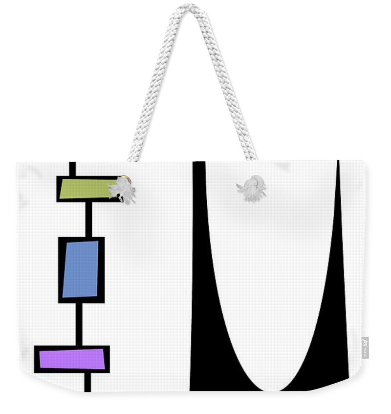 Atomic Cat Weekender Tote Bag featuring the digital art Rectangle Cat 2 by Donna Mibus