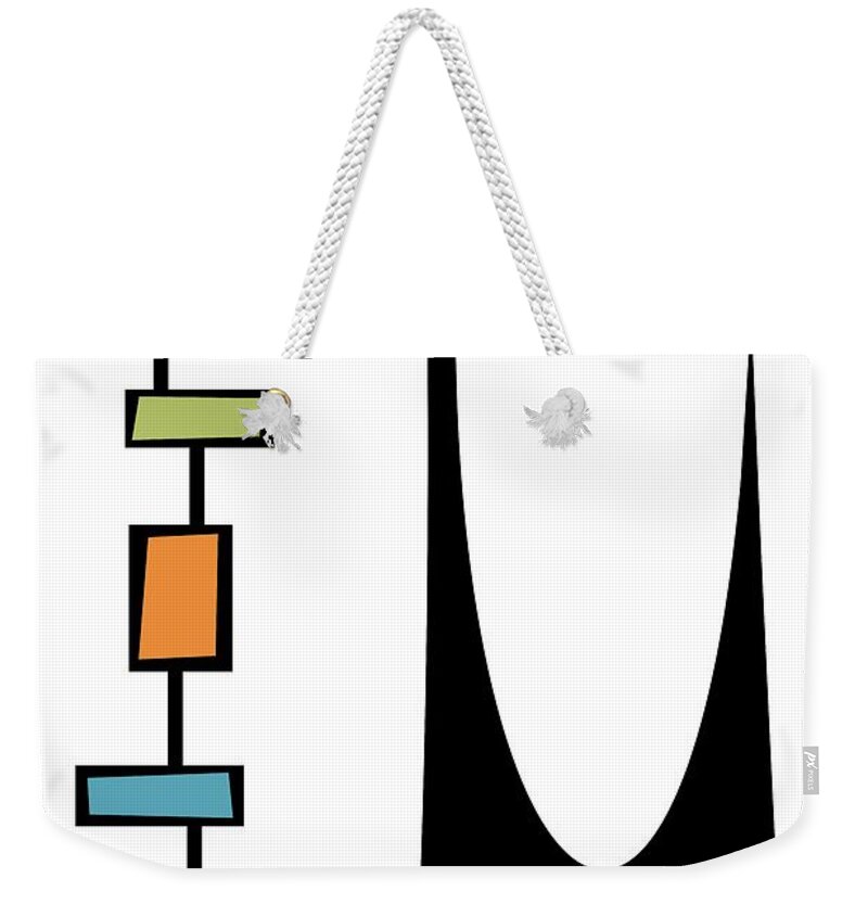 Atomic Cat Weekender Tote Bag featuring the digital art Rectangle Cat by Donna Mibus