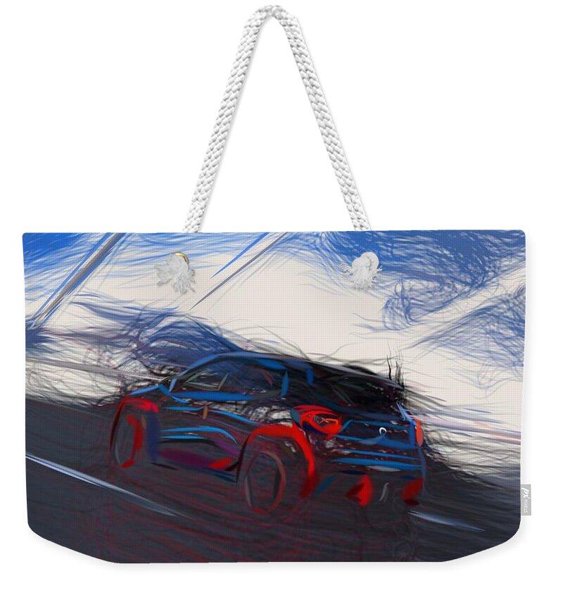 Renault Weekender Tote Bag featuring the digital art Renault Kwid Racer Draw #2 by CarsToon Concept