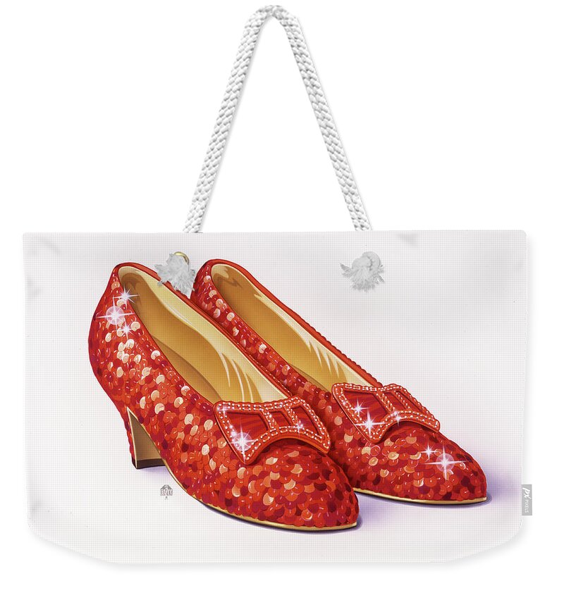 Dorothy's Shoes Weekender Tote Bag featuring the painting Ruby Slippers The Wizard of Oz #1 by Garth Glazier