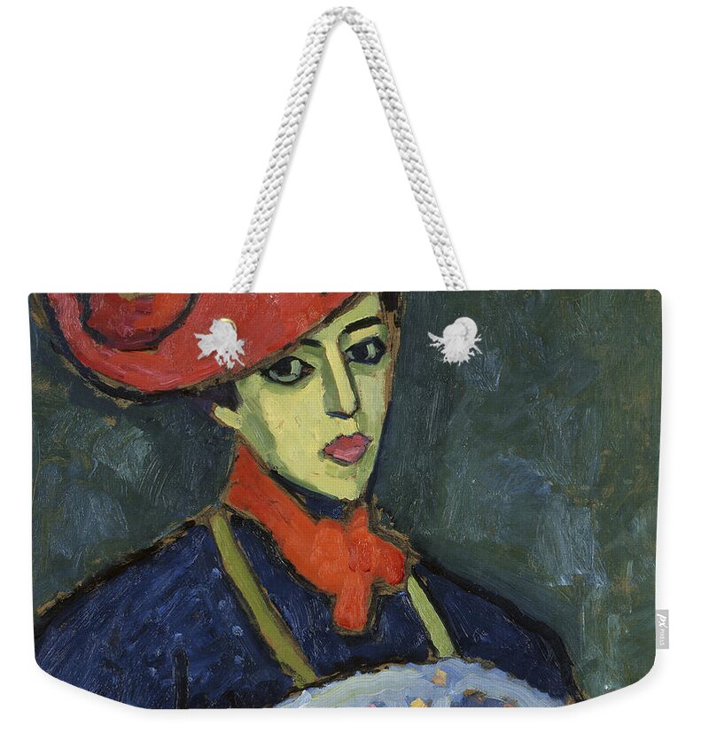 Schokko With Red Hat By Alexei Jawlensky Weekender Tote Bag featuring the painting Schokko with Red Hat #1 by Alexei Jawlensky