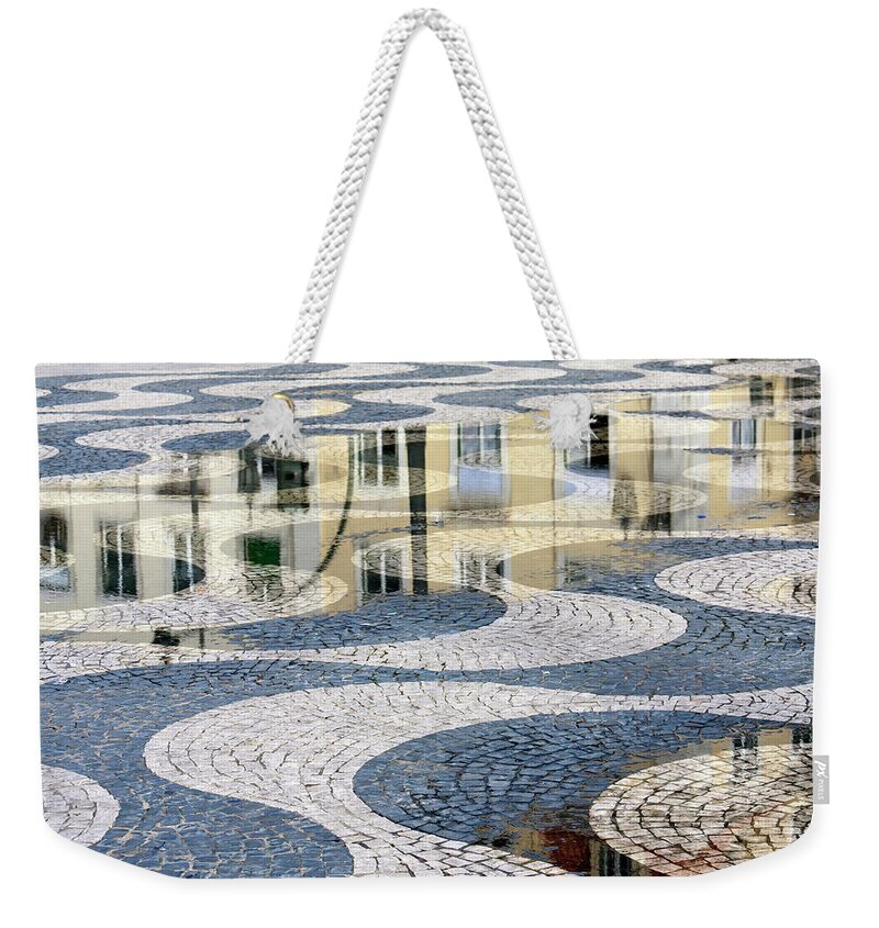 Curve Weekender Tote Bag featuring the photograph Sidewalk In Lisbon, Portugal #1 by Typo-graphics