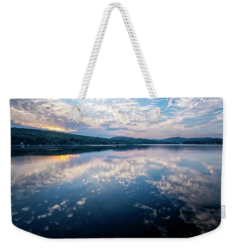 Spofford Lake New Hampshire Weekender Tote Bag featuring the photograph Spofford Lake Dawn #1 by Tom Singleton