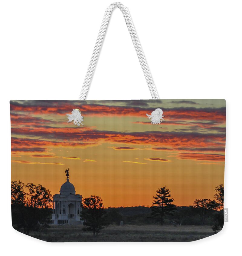 Sunrise Weekender Tote Bag featuring the photograph Sunrise at Gettysburg National Park #1 by Bill Cannon