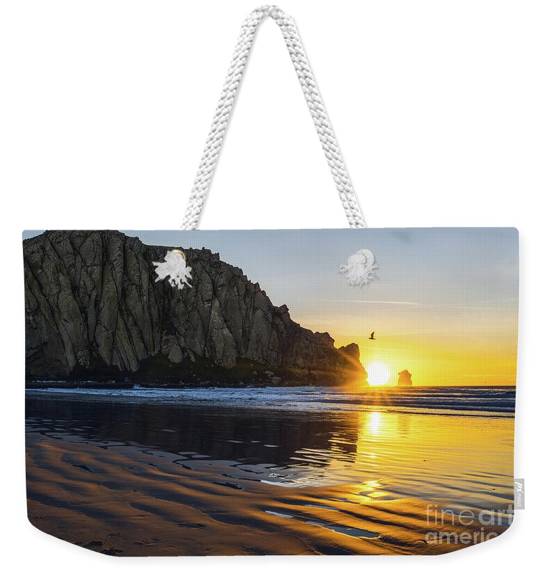 California Weekender Tote Bag featuring the photograph Sunset at Morro Bay #1 by Hanna Tor