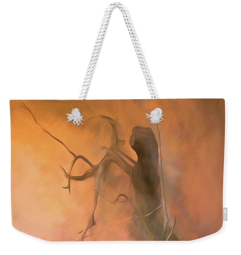 Petrified Wood Weekender Tote Bag featuring the mixed media Swamp Woman #2 by Rosalie Scanlon