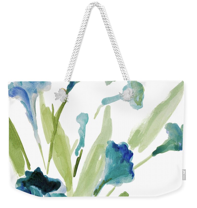 Teal Weekender Tote Bag featuring the painting Teal Belles Square II by Lanie Loreth
