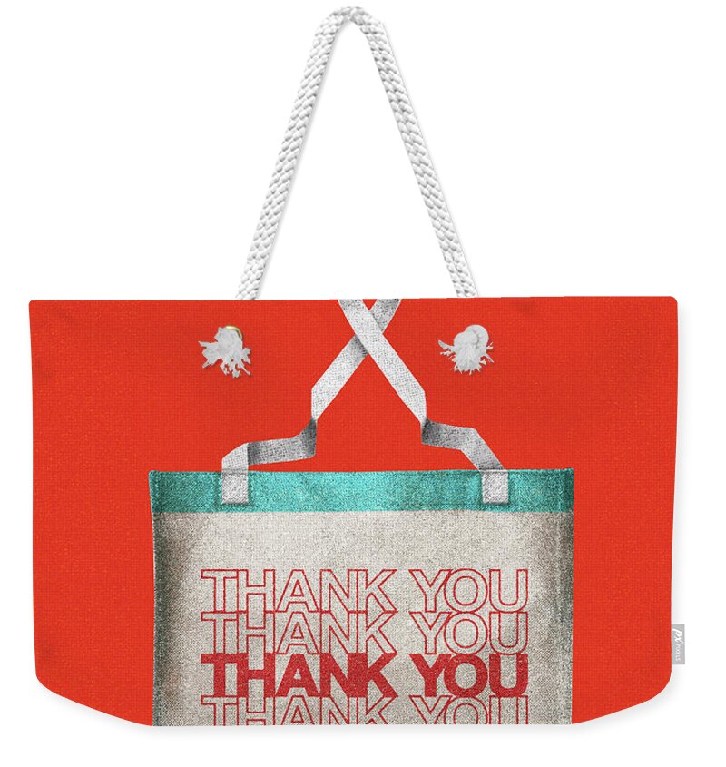 Air Quality Weekender Tote Bag featuring the drawing Thank You Face Mask #1 by CSA Images