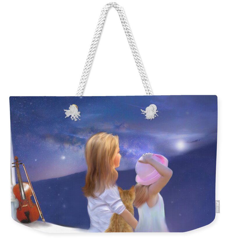 Cats Weekender Tote Bag featuring the painting The Cat the Fiddle and Me by Colleen Taylor