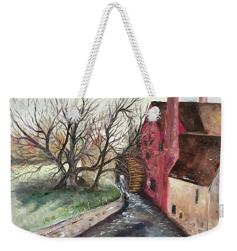 Castle Combe Weekender Tote Bag featuring the painting The Water Wheel by Roxy Rich