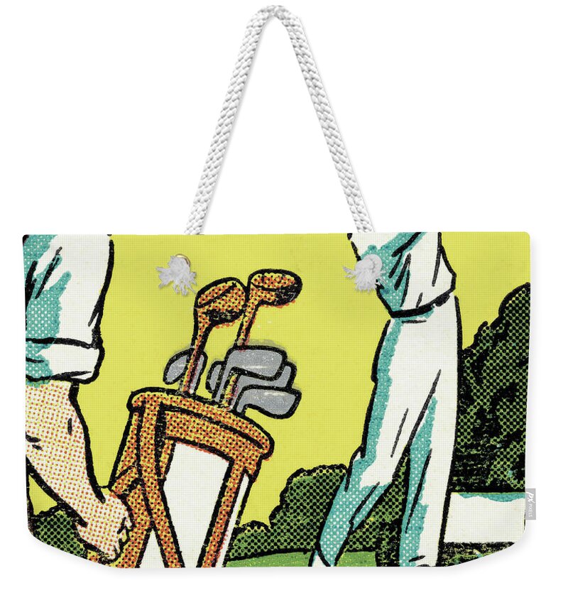 Action Weekender Tote Bag featuring the drawing Two Golfers #1 by CSA Images