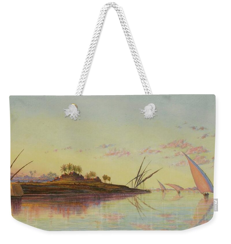 Sunset Weekender Tote Bag featuring the painting View On The Nile Near Cairo, Egypt by Thomas Seddon
