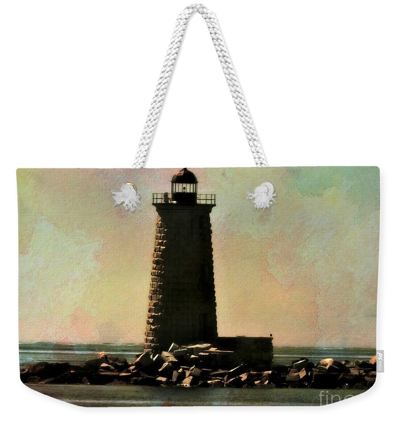 Marcia Lee Jones Weekender Tote Bag featuring the photograph Whaleback Lighthouse #2 by Marcia Lee Jones