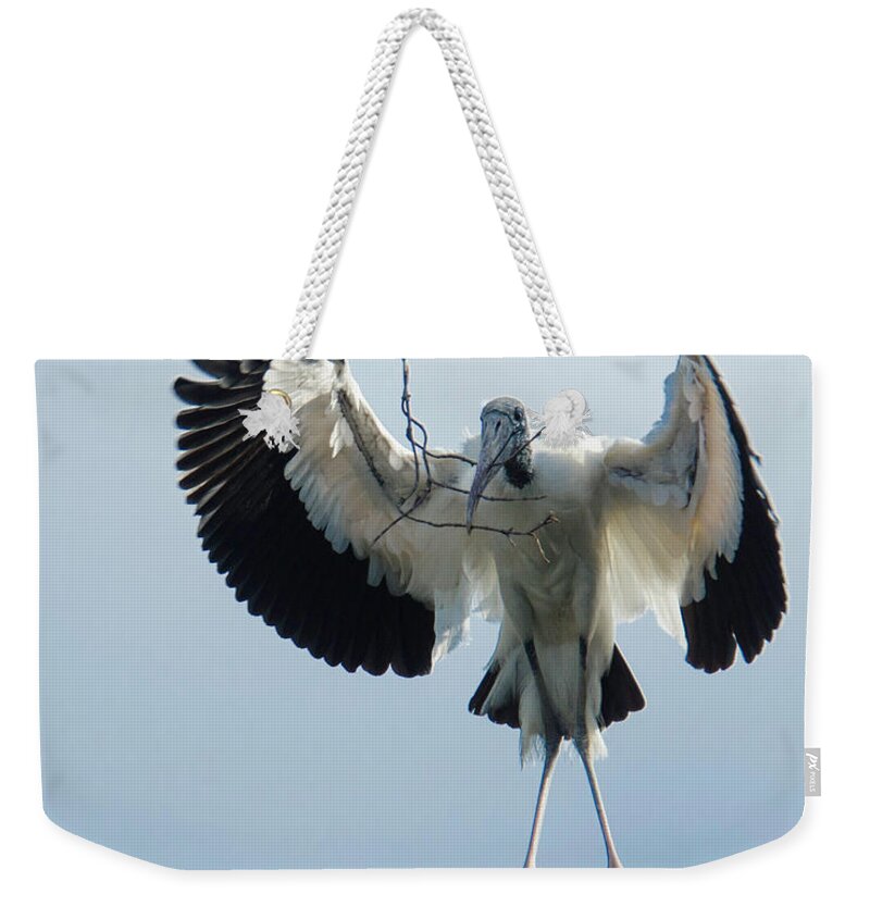 Alligator Farm Weekender Tote Bag featuring the photograph Woodstork Nesting by Donald Brown
