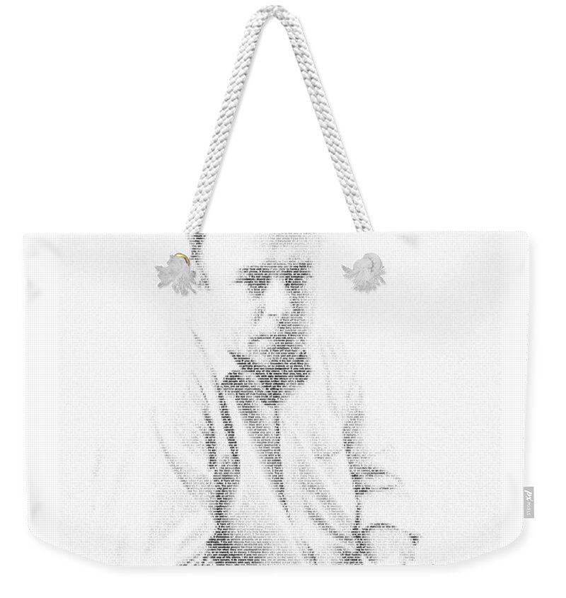 Hitchens Weekender Tote Bag featuring the digital art 10 Commandments by Christopher Hitchens by Martin Krzywinski