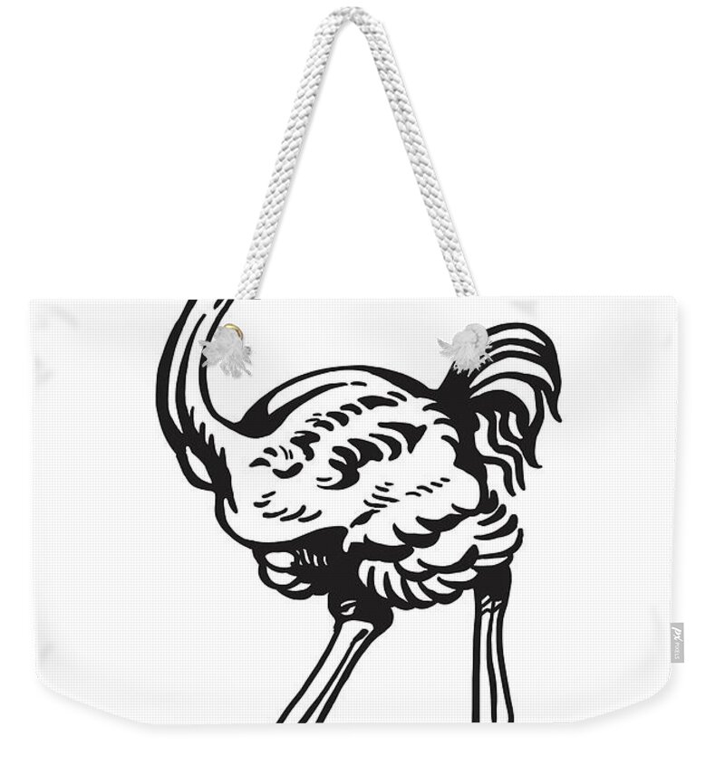 Animal Weekender Tote Bag featuring the drawing Ostrich #10 by CSA Images