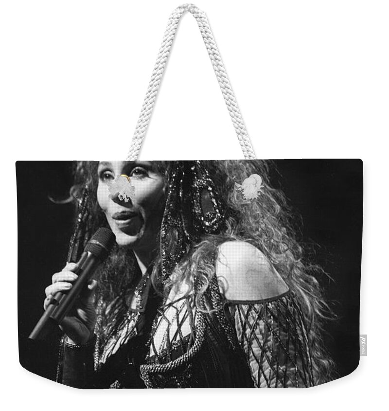 Cher Weekender Tote Bag featuring the photograph Singer Cher #2 by Concert Photos