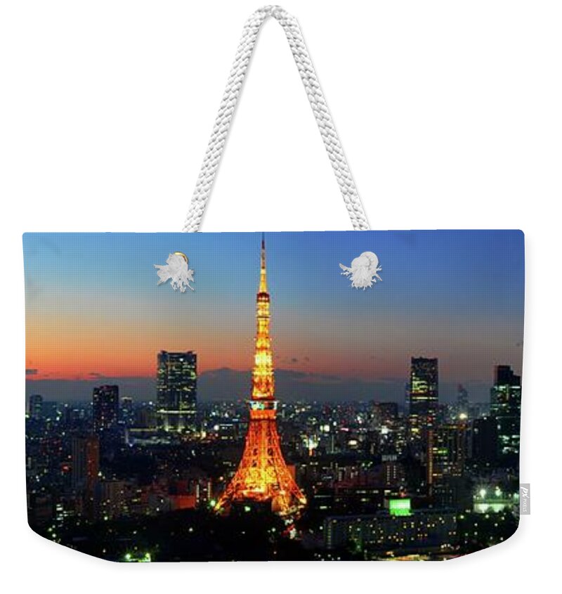 Tokyo Tower Weekender Tote Bag featuring the photograph Tokyo Panorama At Sunset #10 by Vladimir Zakharov