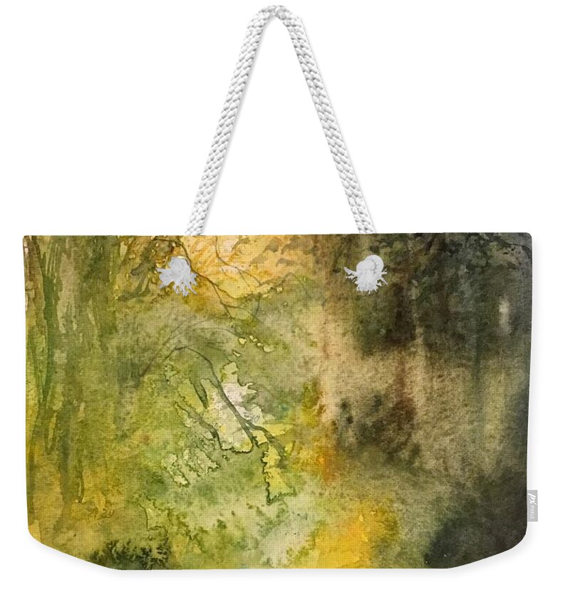 The Forest With River Weekender Tote Bag featuring the painting 1052014 by Han in Huang wong