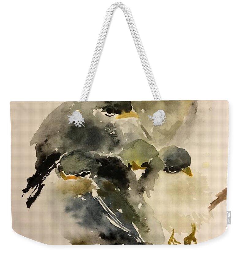A Group Of Resting Birds Cuddling Together Weekender Tote Bag featuring the painting 1062019 by Han in Huang wong