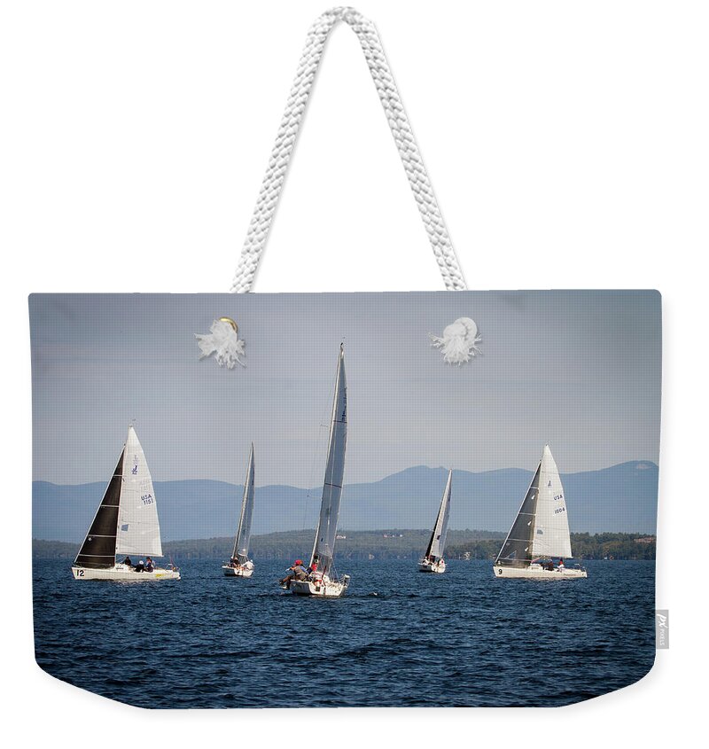 Sailing Weekender Tote Bag featuring the photograph 2019 J80 North American Championships #11 by Benjamin Dahl