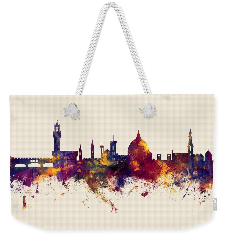 Italy Weekender Tote Bag featuring the digital art Florence Italy Skyline by Michael Tompsett