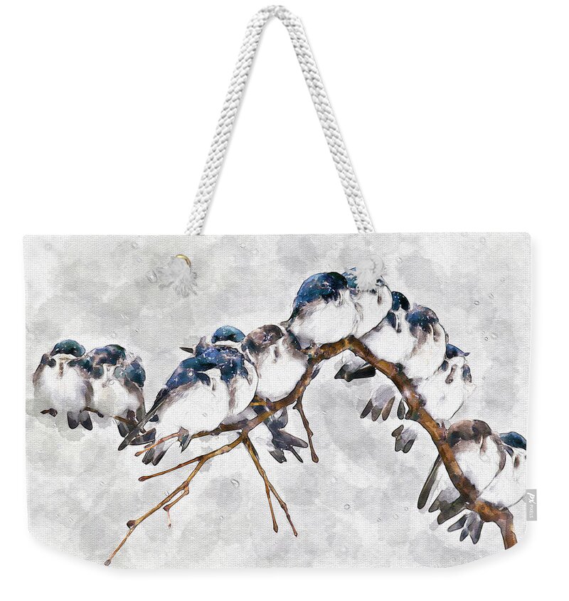 Plenty Weekender Tote Bag featuring the painting 12 On A Twig by Marian Voicu